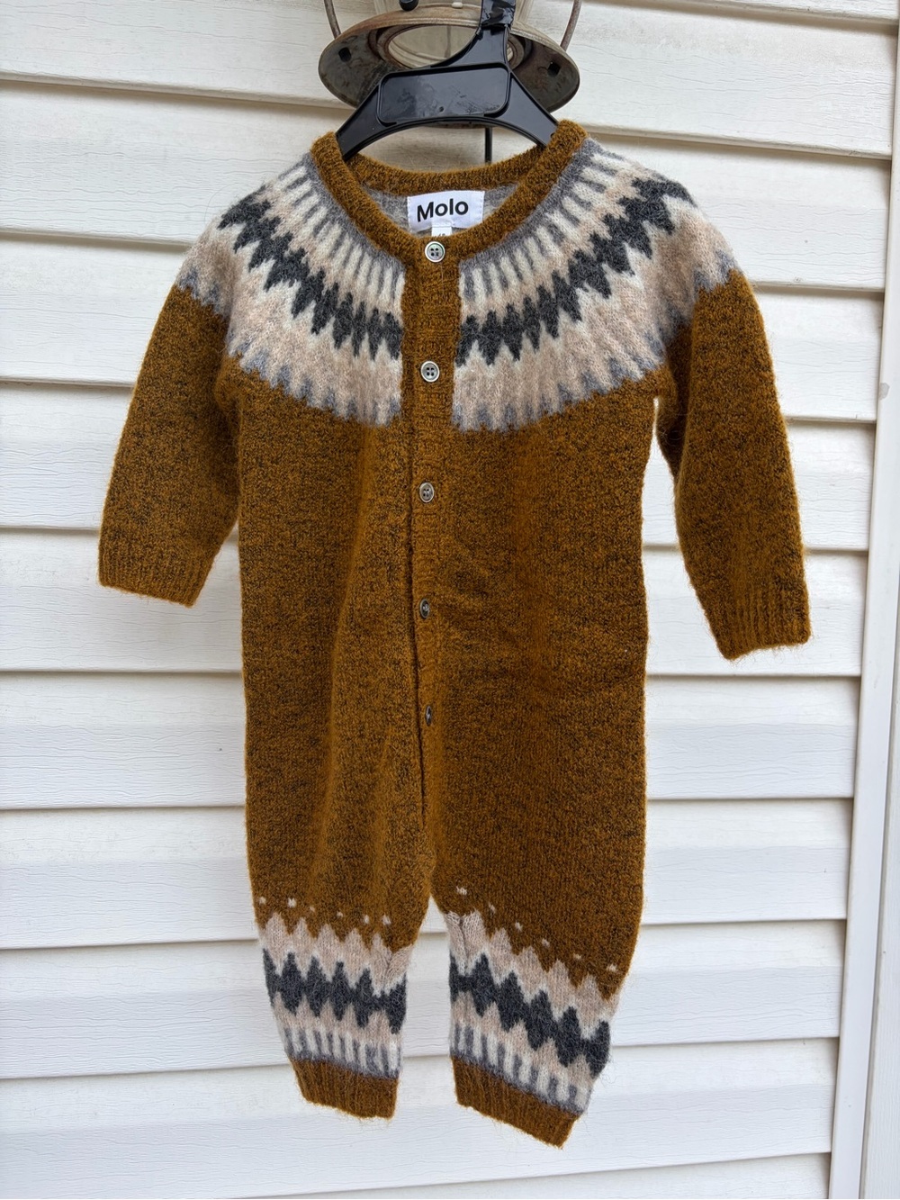 Molo Frej Alpaca Wool Nordic Knit Baby Romper Size 68 6M